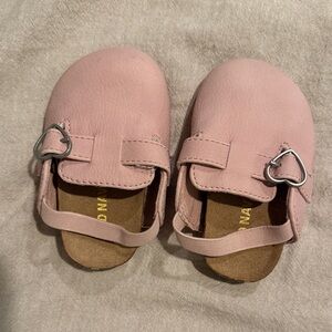 Pink Baby Clogs Kids Shoes with Heart Buckle Size 3
